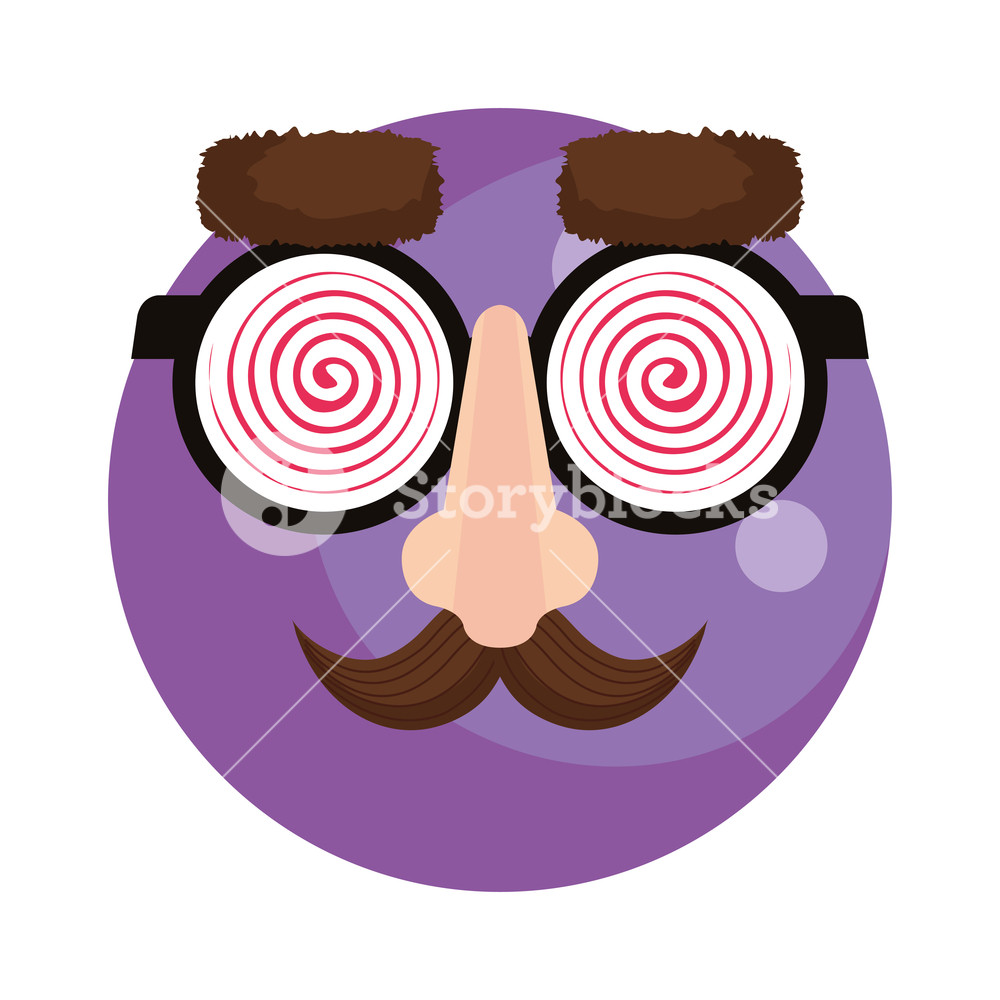 Happy Fool Face Emoticon With Glasses And Mustache Vector 1000x1000 Happy Fool Face Emoticon With Glasses And Mustache Vector