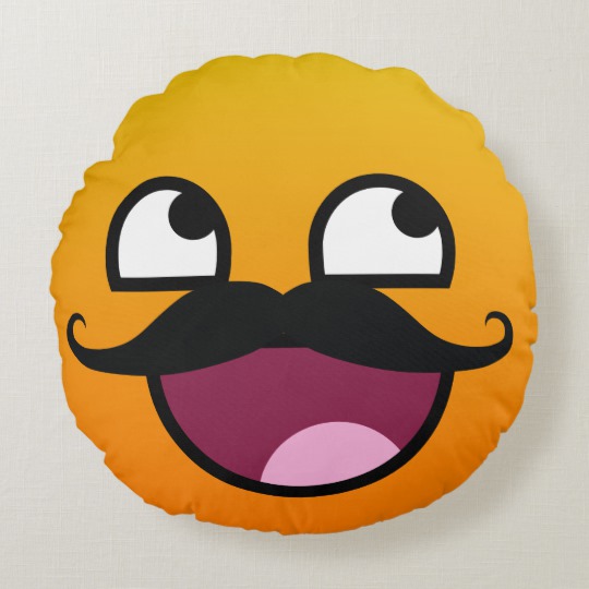 Awesome Face With Mustache Smiley Round Pillow 540x540 Awesome Face With Mustache Smiley Round Pillow