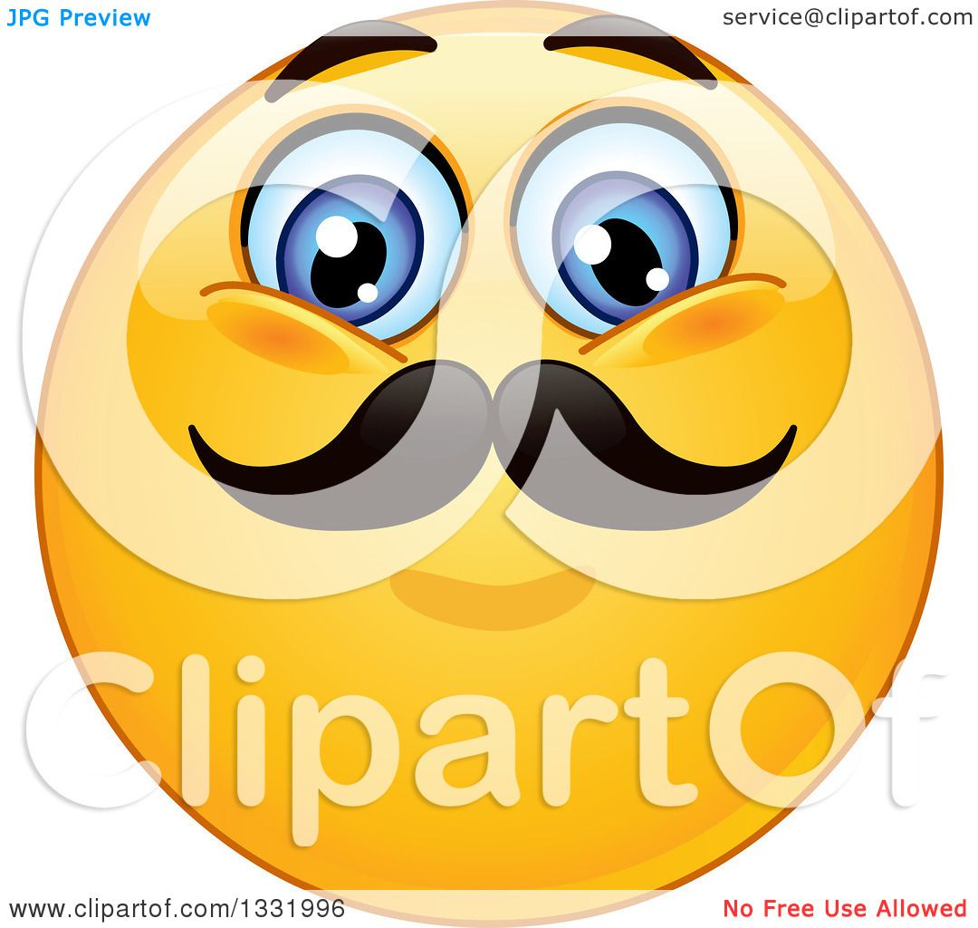 Clipart Of A Cartoon Yellow Emoticon Smiley Face With A Mustache 1080x1024 Clipart Of A Cartoon Yellow Emoticon Smiley Face With A Mustache