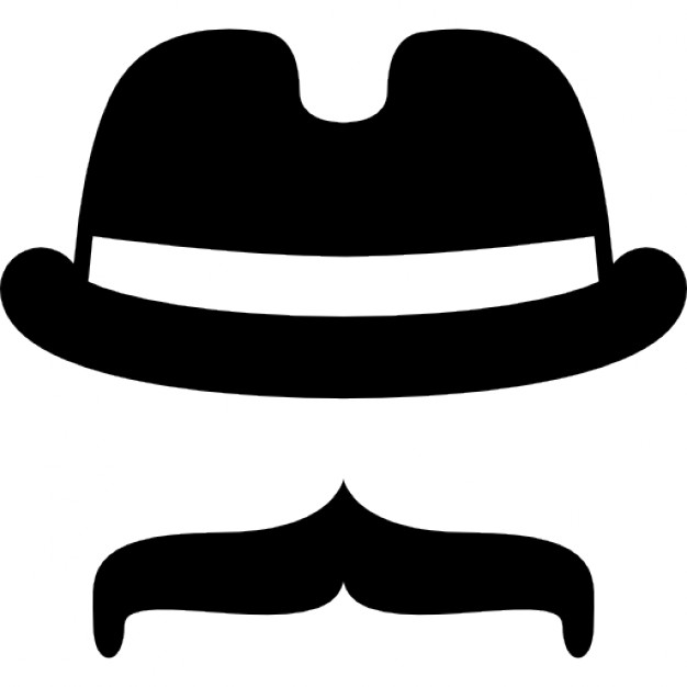 626x626 Black And White Fedora With Mustache Icons Free Download