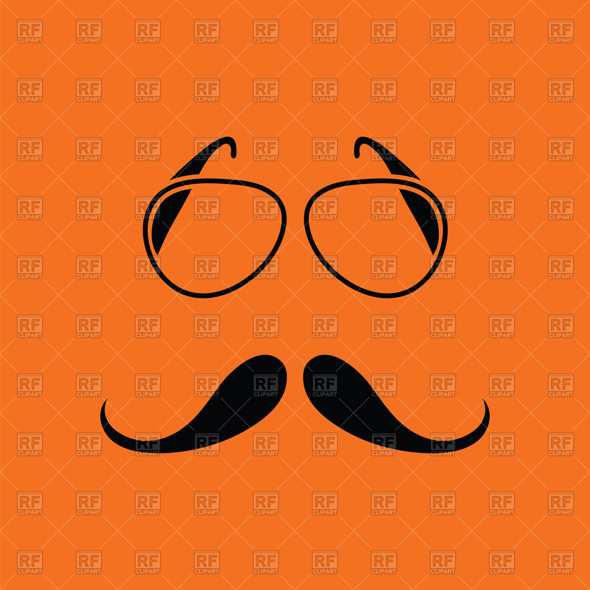 1200x1200 Glasses And Mustache Icon On Orange Background Vector Image