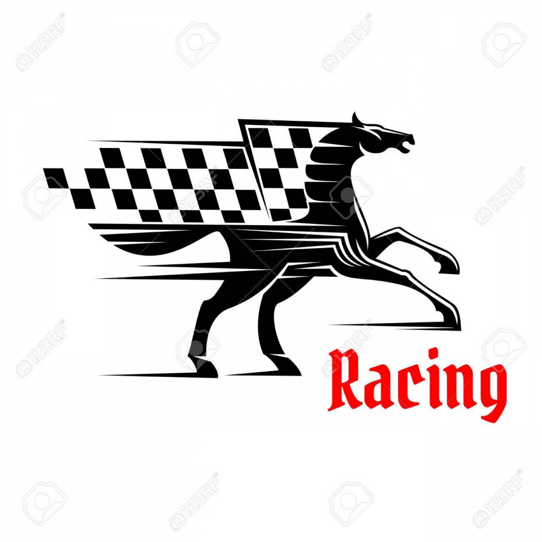 1872x1872 Photostock Vector Horse Race Icon With Racing Checkered Flag