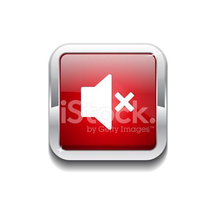 440x440 Mute Rounded Rectangular Red Vector Web Button Icon Stock Vector
