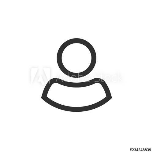 500x500 User Icon Vector, Line Outline Person Symbol Isolated On White