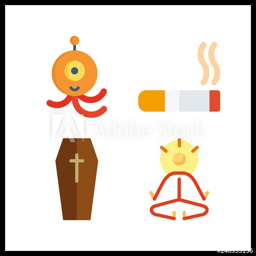 500x500 Mystery Icon Vector Illustration Mystery Set Alien And Smoking