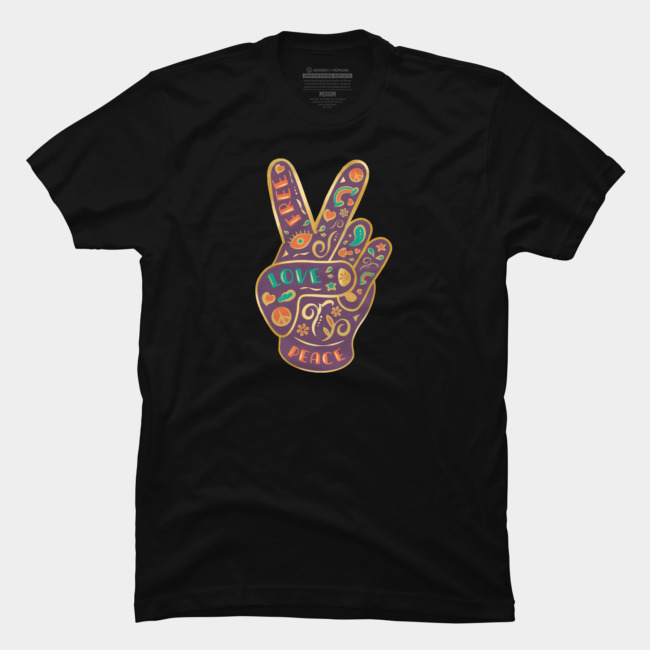 650x650 Golden Free Love Vintage Mystic Icon Peace Hand Sign T Shirt