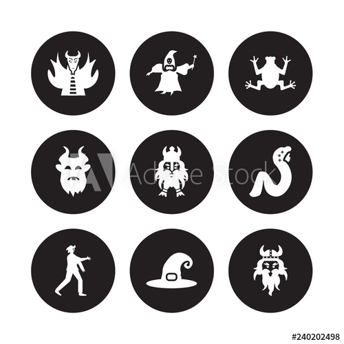 500x500 Vector Icon Set Myth, Fairy Godmother, Zombie, Rapunzel, Dwarf