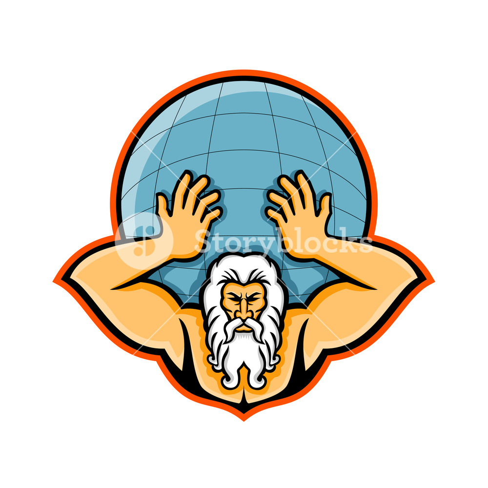 1000x1000 Mascot Icon Illustration Of Head Of Atlas, A Titan In Greek God