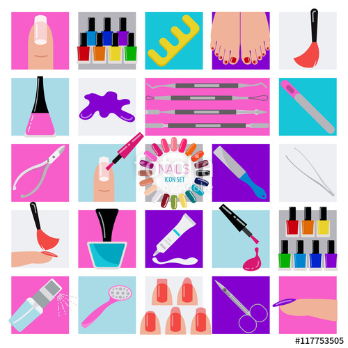 500x500 Manicure, Nail Salon Icon Set Stock Image And Royalty Free