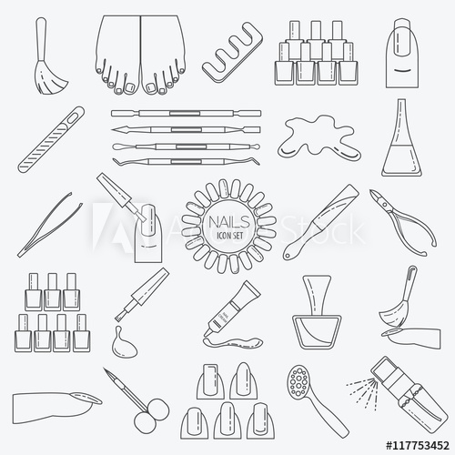 500x500 Manicure, Nail Salon Icon Set Thin Line Design
