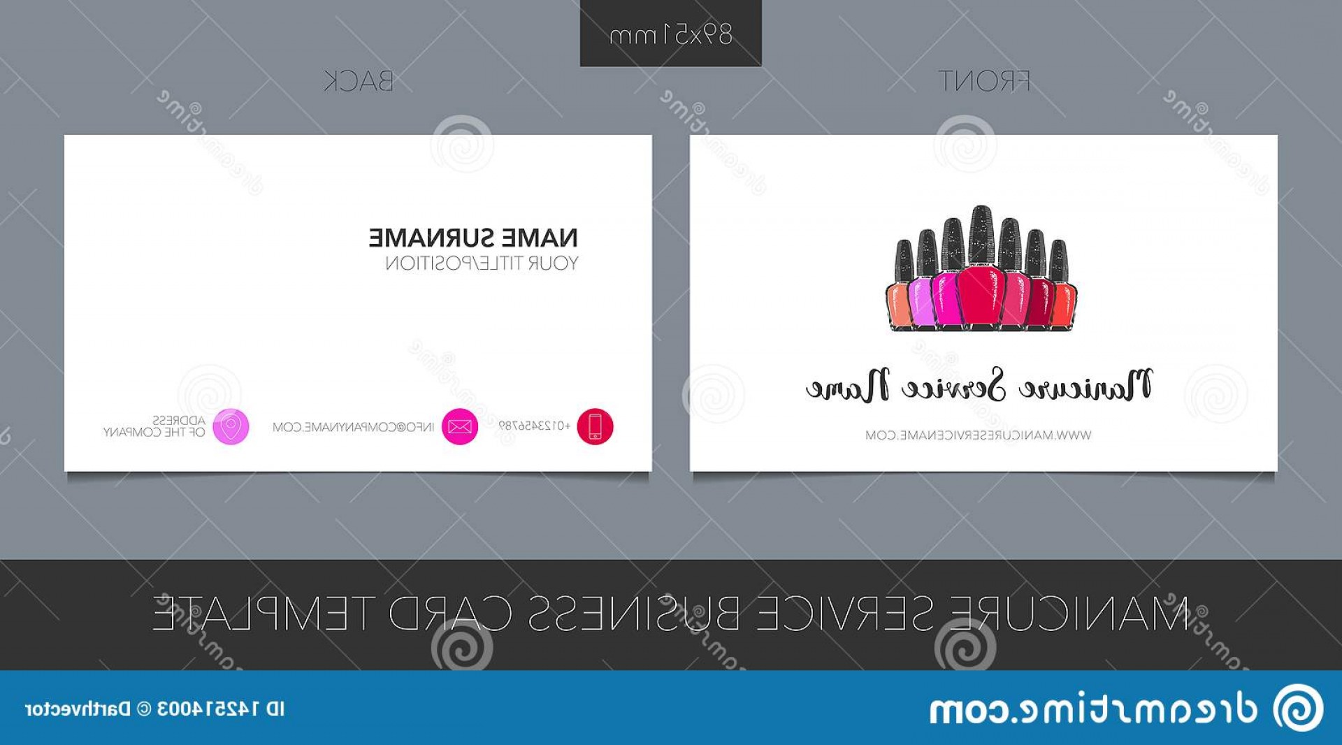 1920x1066 Nail Salon Manicure Vector Business Card Logo Icon Template