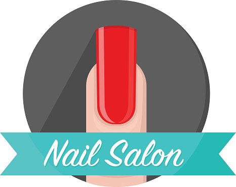 466x369 Nail Salon Vector Logo, Icon With Fingernail And Ribbon Premium