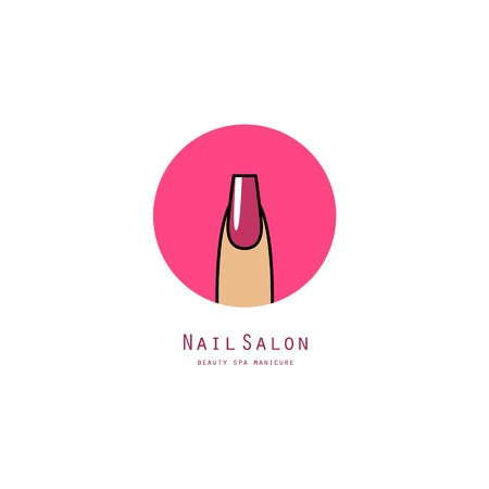 450x450 Pink Square Nail On A Finger Beauty Salon Icon Royalty Free