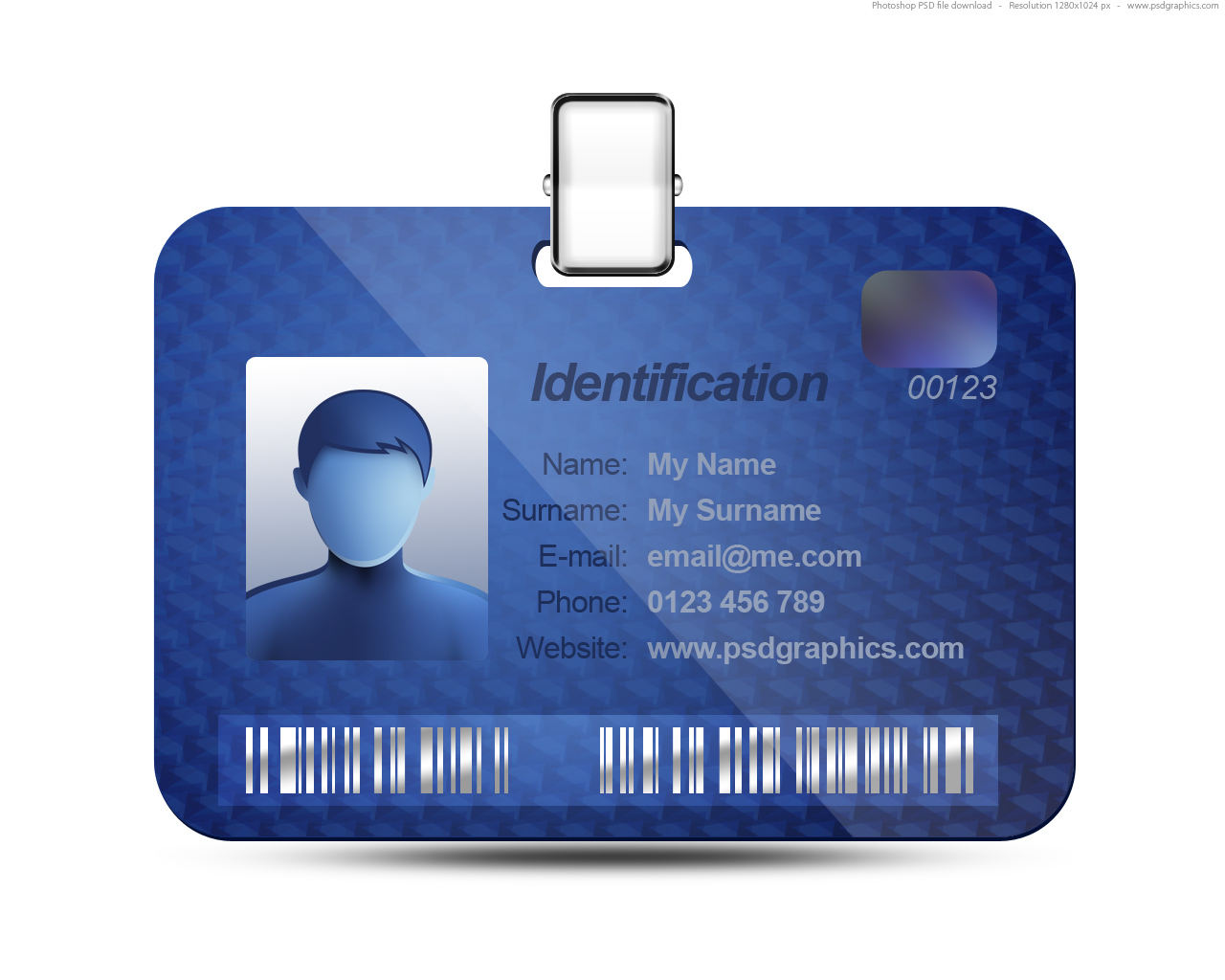 1280x1024 Name Tag Icon, Blue Identification Card