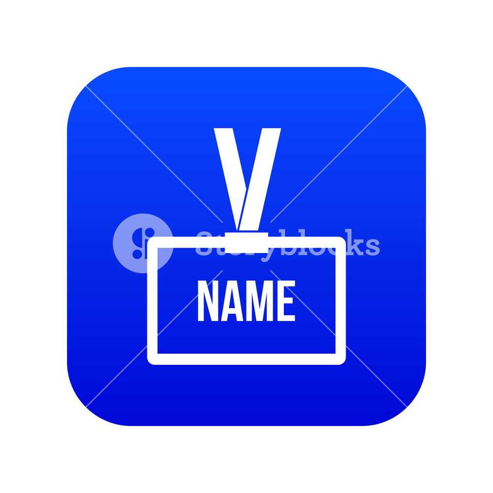 1000x1000 Plastic Name Badge With Neck Strap Icon Digital Blue For Any