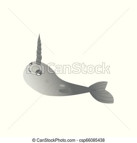 450x470 Vector Cute Narwhal Character With Horn Flat Icon Vector Cute