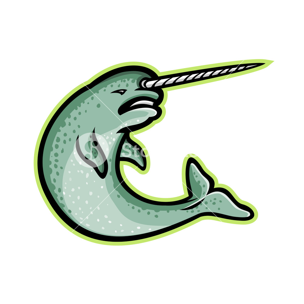 1000x1000 Mascot Icon Illustration Of An Angry Narwhal Or Narwhale, A Medium