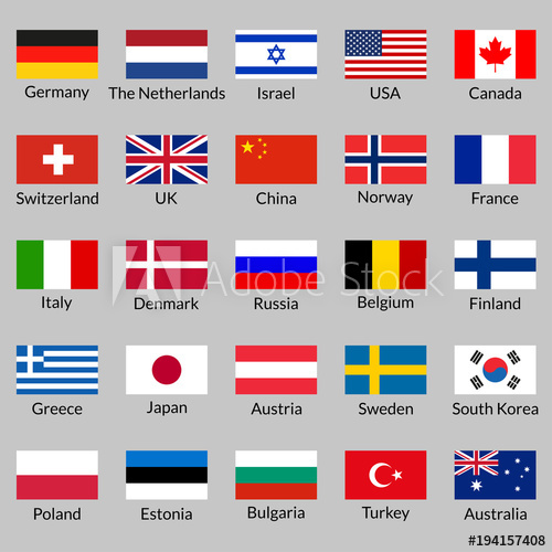 500x500 Flag Icon Set National Flags Of Usa, Uk, Holland, Germany, Italy