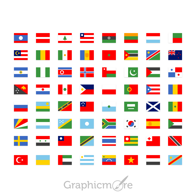 800x800 Simple National Flag Icons Set Design Free Download