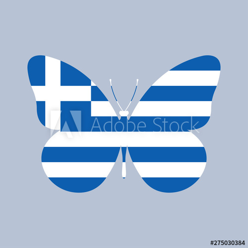 500x500 Greece Flag Icon In The Shape Of A Butterfly Greek National