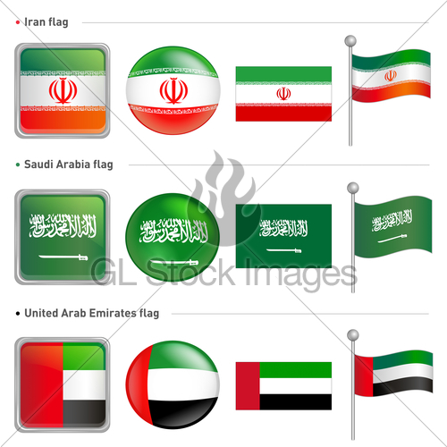 500x500 Iran And Saudi, Arabia Flag Icon Gl Stock Images