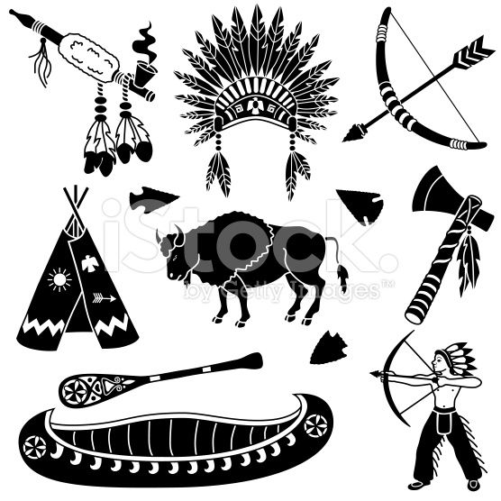 556x556 Vector Icons With A Native American Theme Black And White