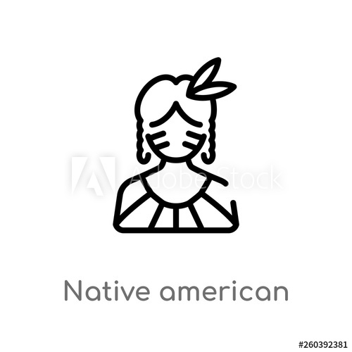 500x500 Outline Native American Vector Icon Isolated Black Simple Line
