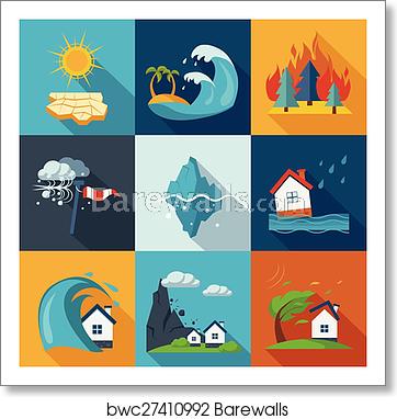 362x382 Natural Disaster Icons, Art Print Barewalls Posters Prints