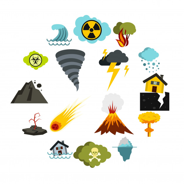 626x626 Natural Disaster Icons Set, Flat Ctyle Vector Premium Download