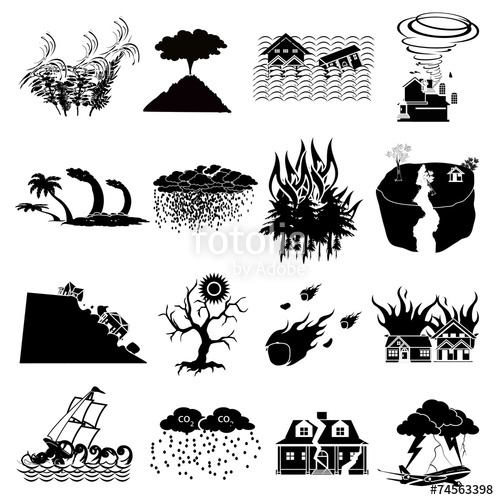 499x500 Natural Disaster Icons Set Stock Image And Royalty Free Vector