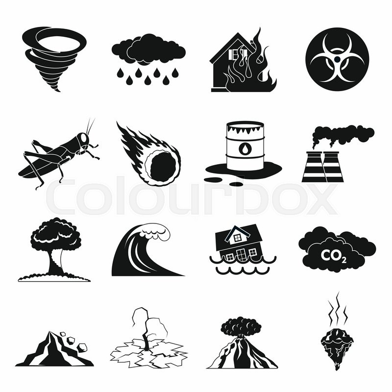 800x800 Natural Disaster Icons Set In Black Stock Vector Colourbox