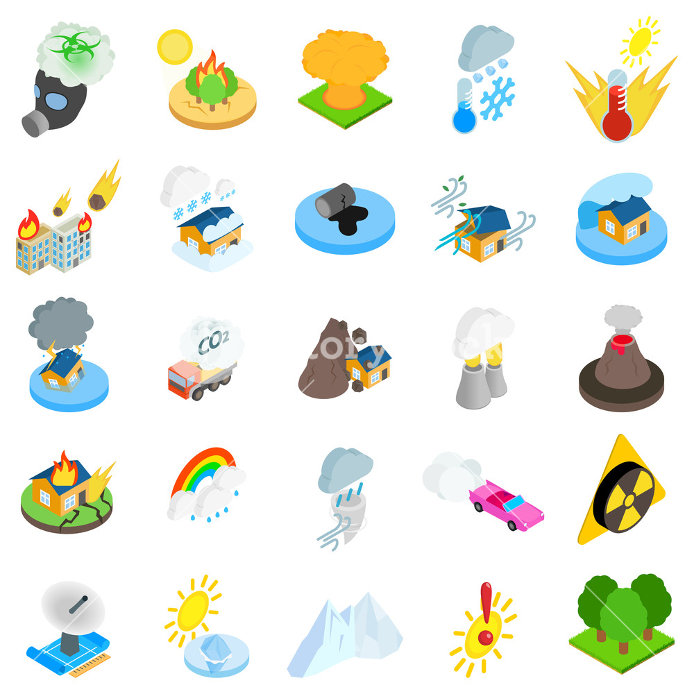 1000x1000 Natural Disaster Icons Set Isometric Set Of Natural Disaster