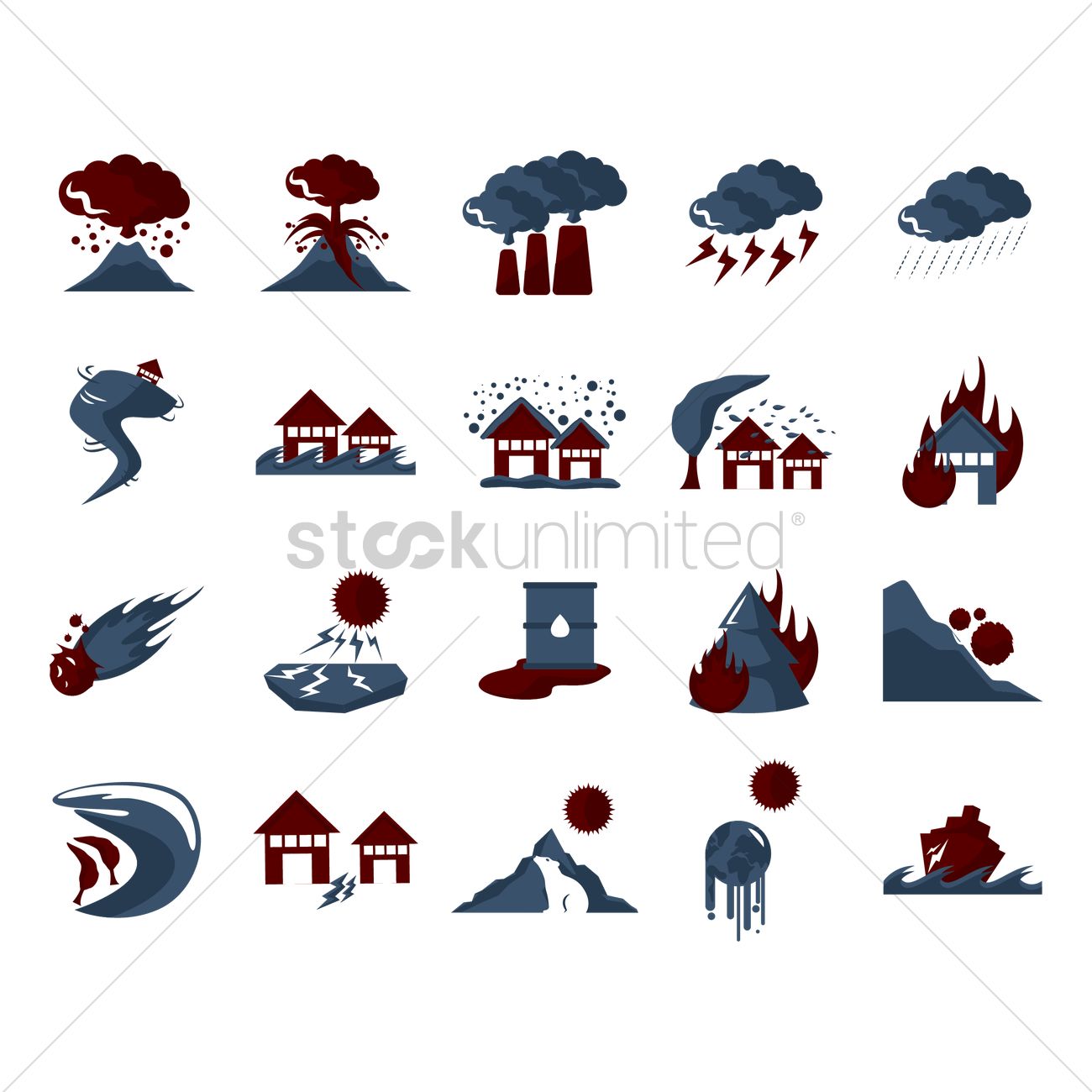 1300x1300 Set Of Natural Disaster Icons Vector Image