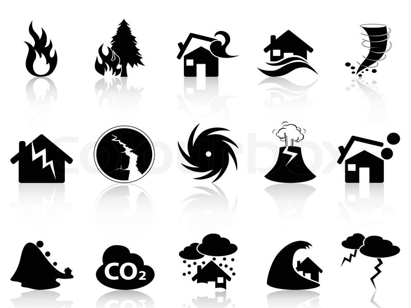 800x600 Isolated Black Natural Disaster Icons Stock Vector Colourbox