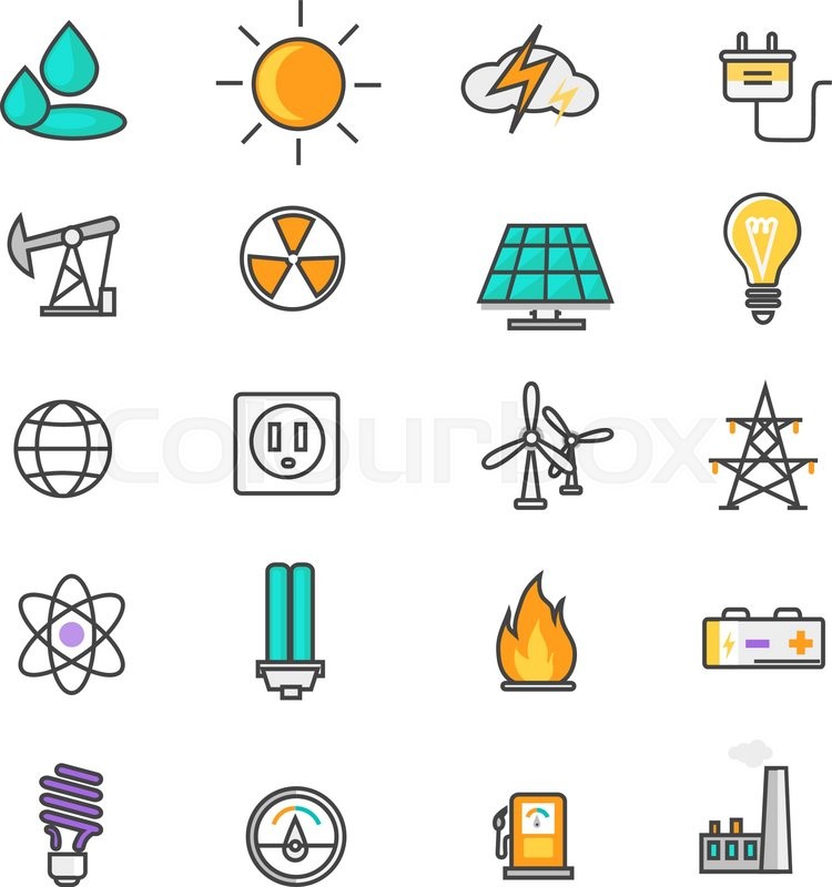 Set Of Thin Lines Icons Energy And Stock Vector Colourbox 750x800 Set Of Thin Lines Icons Energy And Stock Vector Colourbox