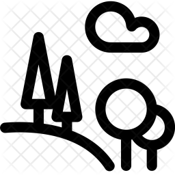 256x256 Hill, Mixed, Trees, Forest, Cloud, Nature Icon Of Line Style