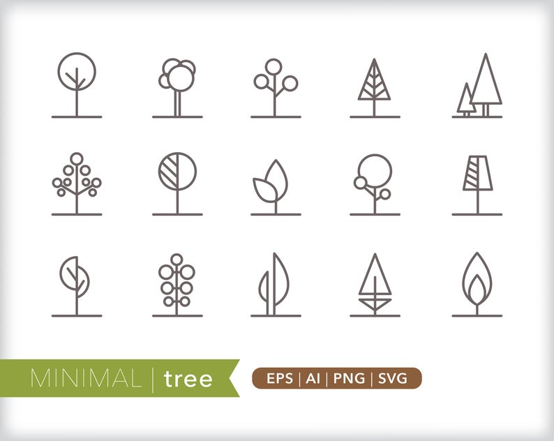 794x632 Tree Line Icons Nature Icon Illustration Png Etsy