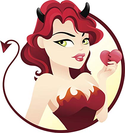 421x450 Naughty Cute Red Head Devil Cartoon Icon Vinyl Decal