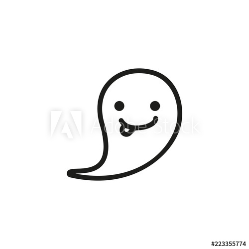 500x500 Ghost Sticking Out Tongue Line Icon Crazy, Naughty, Comic