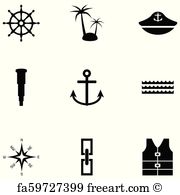 180x195 Free Art Print Of Nautical Icon Set Set Of Nautical Design