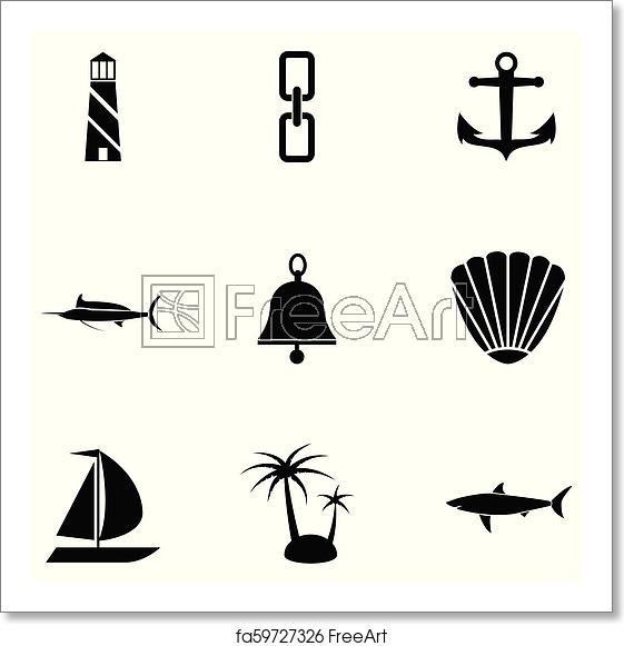 561x581 Free Art Print Of Nautical Icon Set Freeart