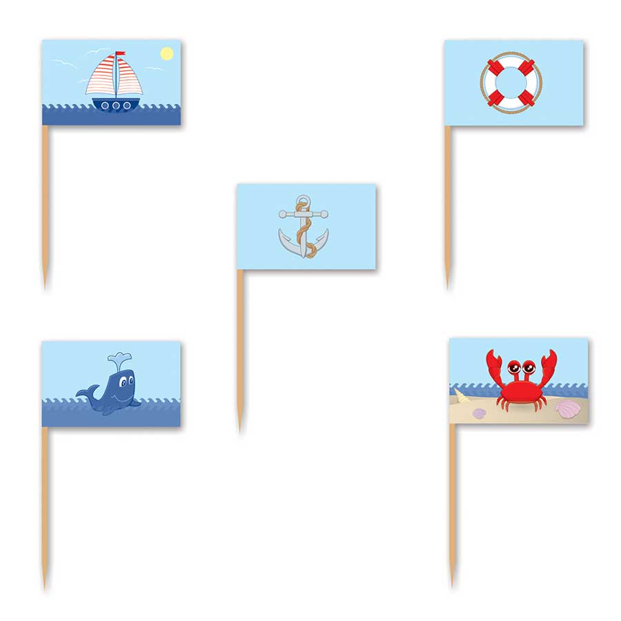 900x900 Nautical Icons Toothpick Flags Beach Surfer Pirate Under