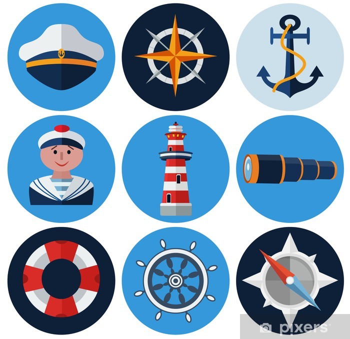 700x678 Nautical Icon Set Wall Mural We Live To Change