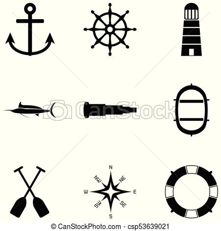 450x470 Nautical Icon Set Vector Illustration