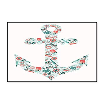 355x355 Anchor Door Mat Small Rug Nautical Icon Shape