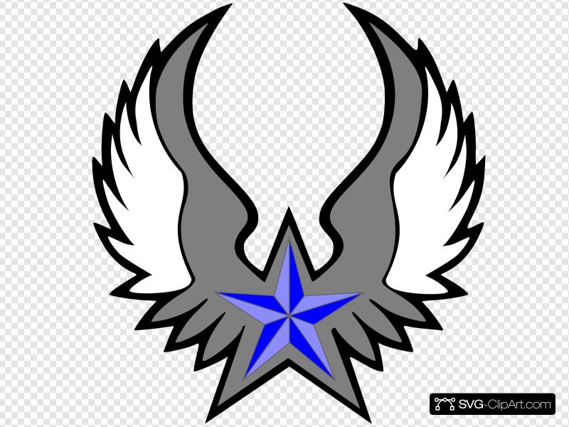800x600 Blue Nautical Star Wings Clip Art, Icon