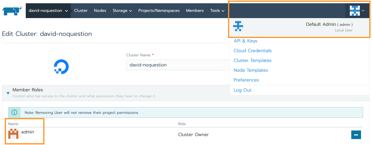 1256x489 Admin User Icons Differ Between Nav Bar Icon And Edit Cluster View