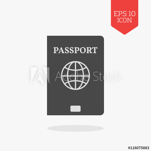 500x500 Passport Icon Flat Design Gray Color Symbol Modern Ui Web Navi