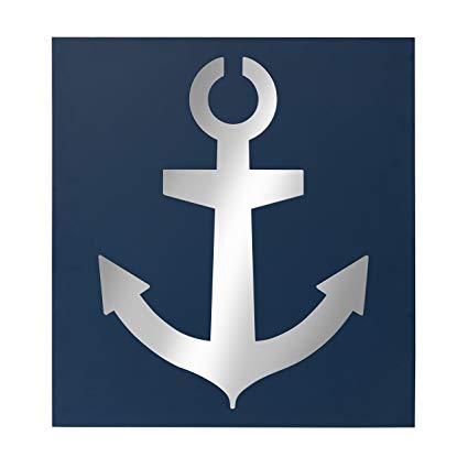 425x425 Kate And Laurel Anchor Icon Wall Accent Mirror, Navy