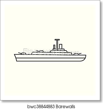 362x382 Military Navy Ship Icon, Outline Style, Art Print Barewalls